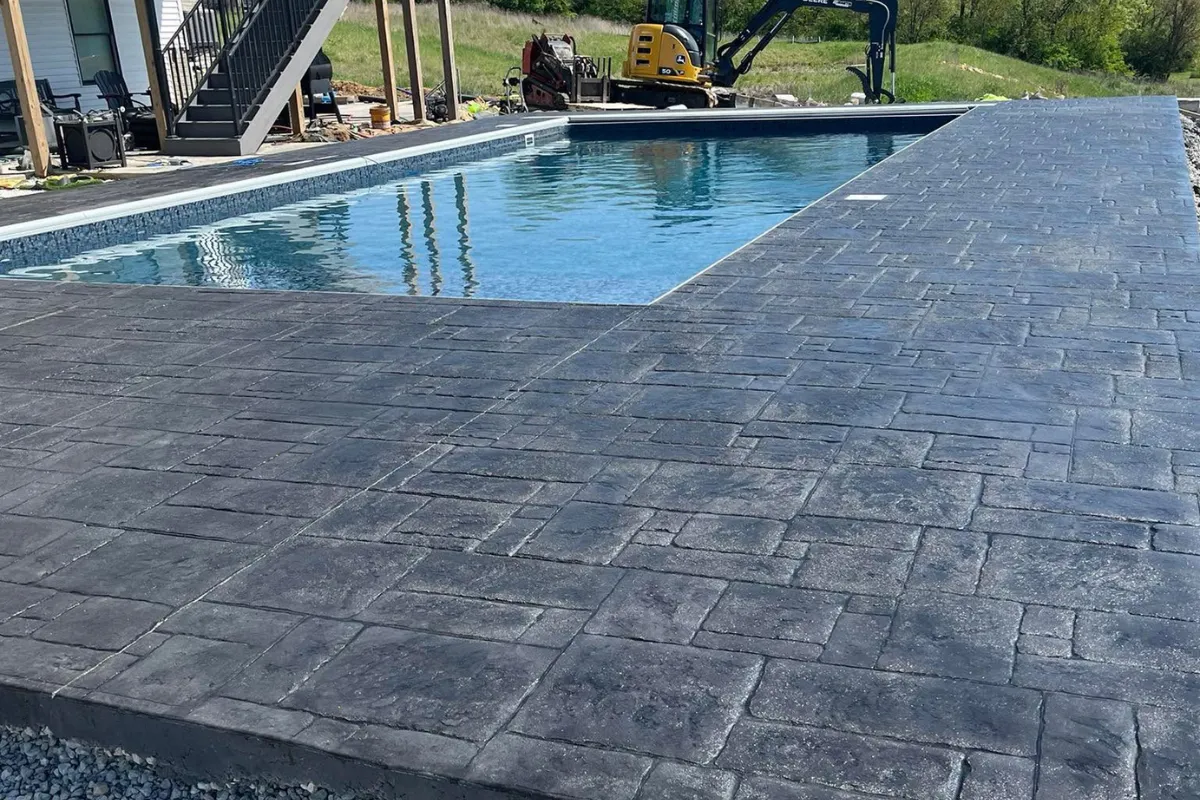 New concrete outdoor living area