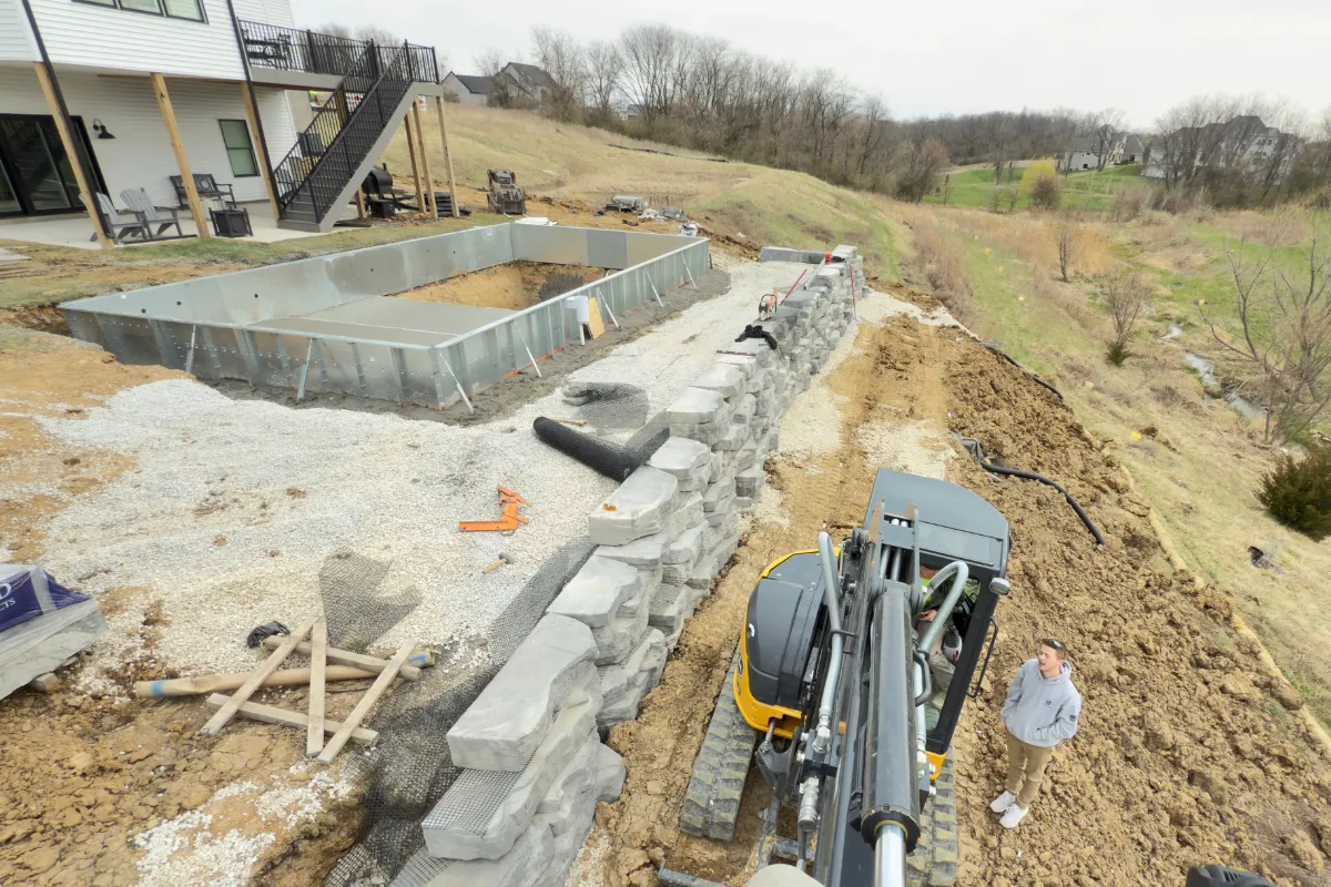Tiered retaining wall project by Deluxe Outdoor Services