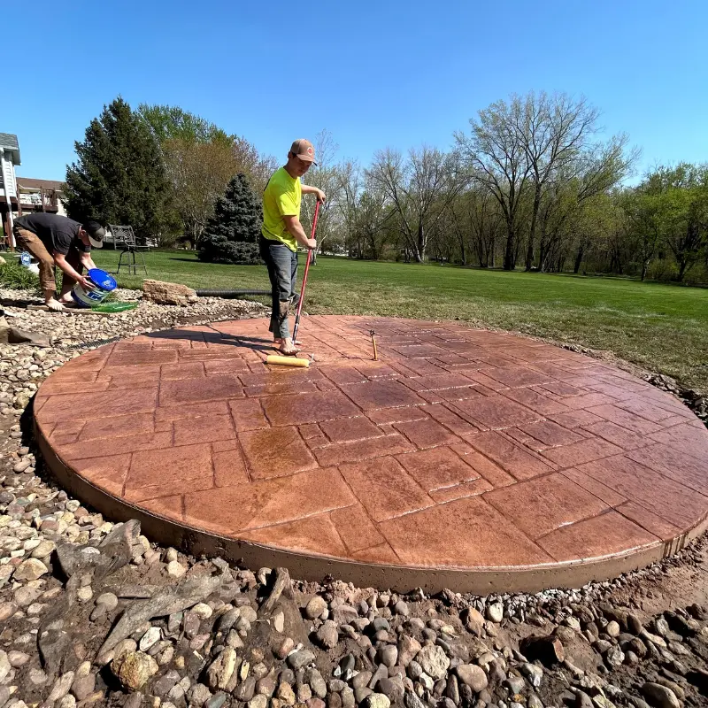 Detailed stamped concrete patio